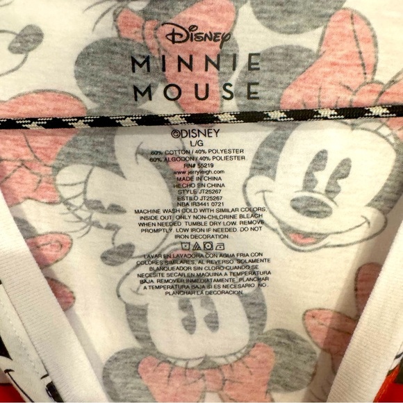 Minnie Mouse T-Shirt Faces All-Over Print Disney Women's Size Large Red White - Picture 3 of 4